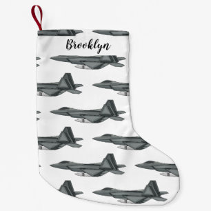 Fighter aircraft cartoon illustration small christmas stocking
