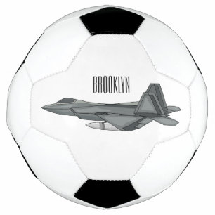 Fighter aircraft cartoon illustration soccer ball