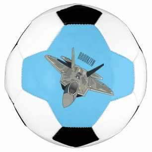 Fighter aircraft cartoon illustration soccer ball
