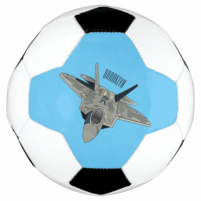 Fighter aircraft cartoon illustration soccer ball (Front)