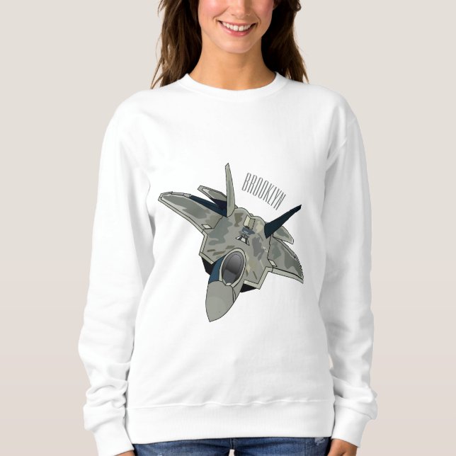 Fighter aircraft cartoon illustration sweatshirt (Front)