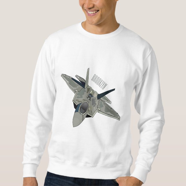 Fighter aircraft cartoon illustration sweatshirt (Front)