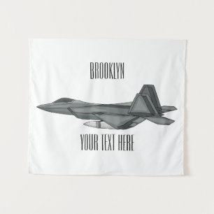 Fighter aircraft cartoon illustration tapestry