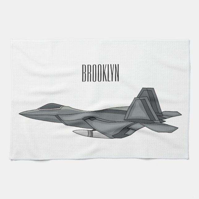Fighter aircraft cartoon illustration tea towel (Horizontal)