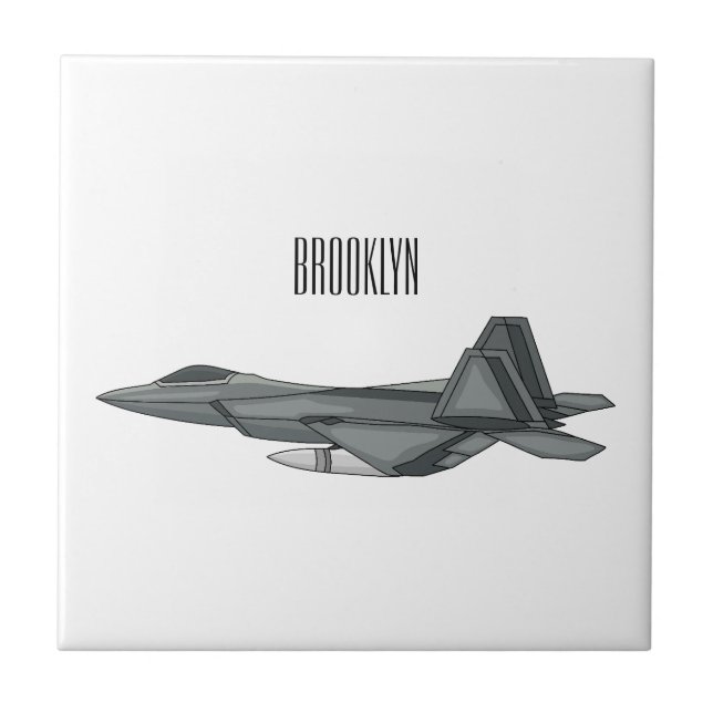 Fighter aircraft cartoon illustration tile (Front)