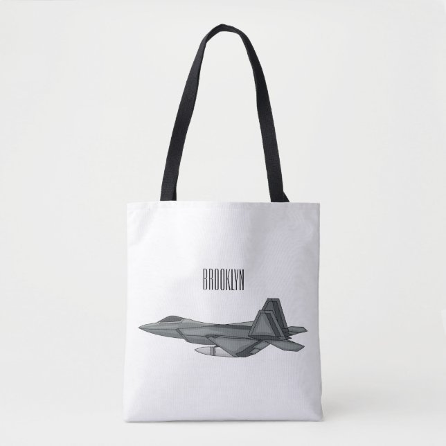 Fighter aircraft cartoon illustration tote bag (Front)