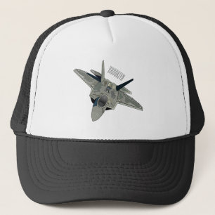 Fighter aircraft cartoon illustration trucker hat