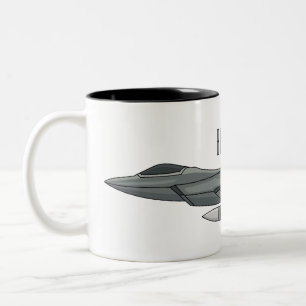 Fighter aircraft cartoon illustration Two-Tone coffee mug