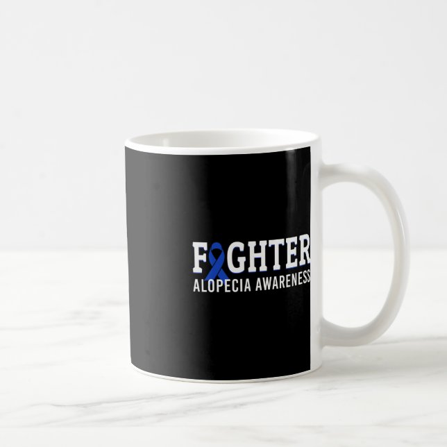 Fighter Alopecia Awareness Blue AA Ribbon Support  Coffee Mug (Right)