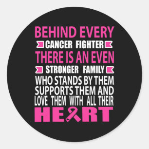 Fighter and strong family Breast cancer awareness Classic Round Sticker