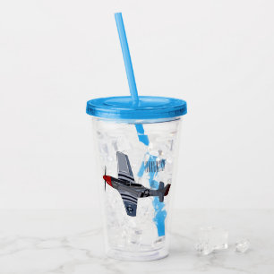 Fighter-bomber cartoon illustration acrylic tumbler