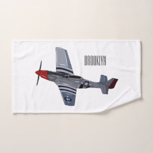 Fighter-bomber cartoon illustration bath towel set