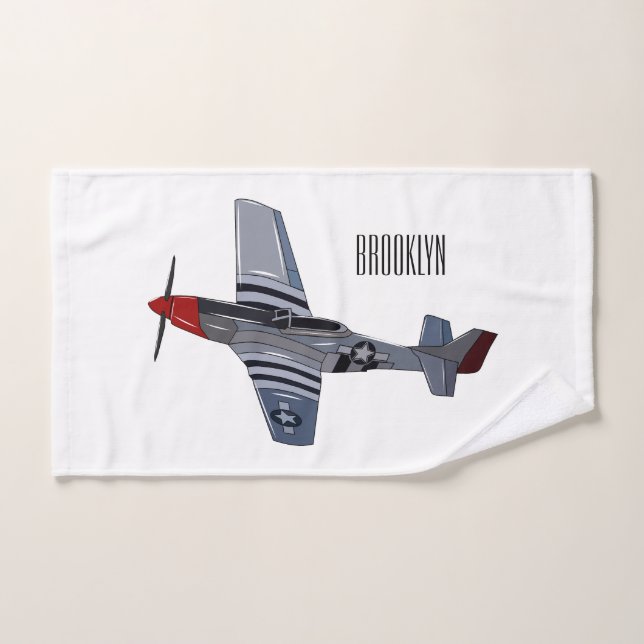 Fighter-bomber cartoon illustration bath towel set (Hand Towel)