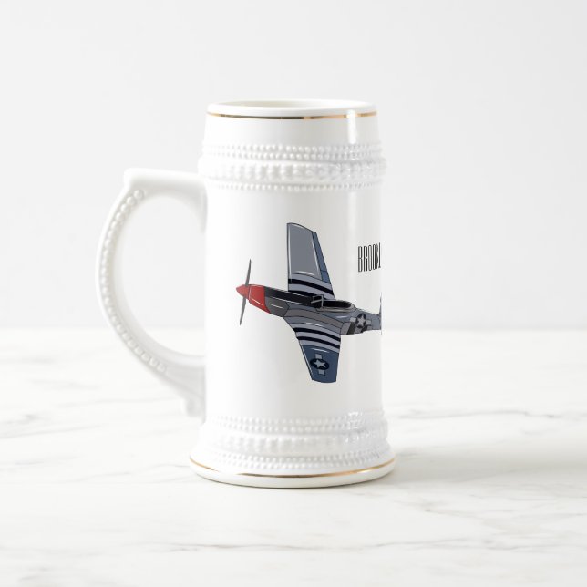 Fighter-bomber cartoon illustration beer stein (Left)
