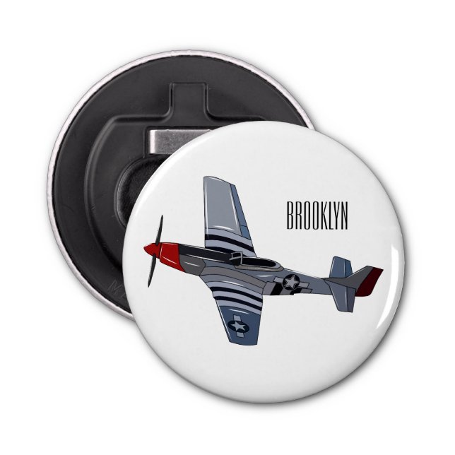 Fighter-bomber cartoon illustration bottle opener (Front)