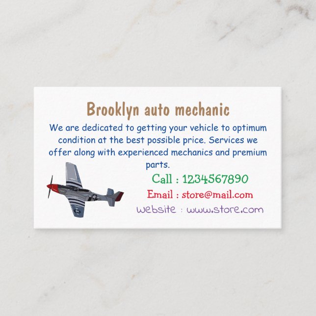 Fighter-bomber cartoon illustration business card (Front)