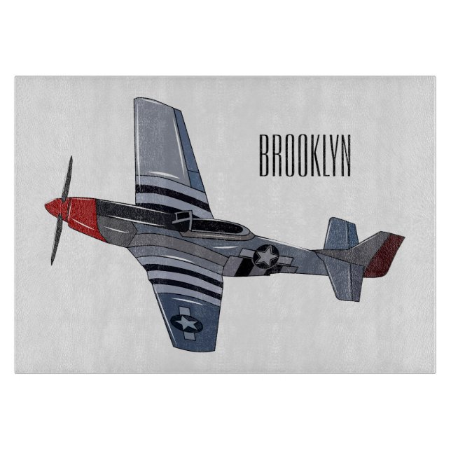 Fighter-bomber cartoon illustration cutting board (Front)