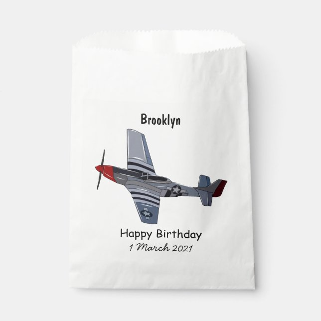 Fighter-bomber cartoon illustration favour bags (Front)