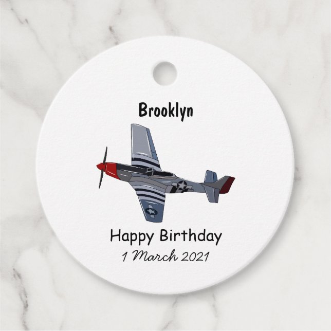 Fighter-bomber cartoon illustration favour tags (Front)