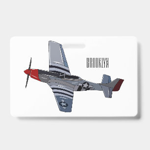 Fighter-bomber cartoon illustration ID badge