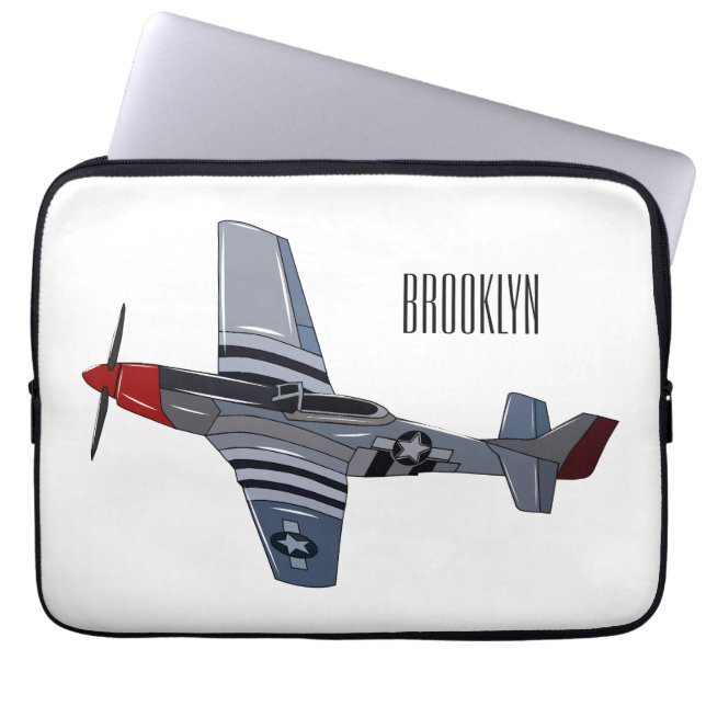 Fighter-bomber cartoon illustration laptop sleeve (Front)
