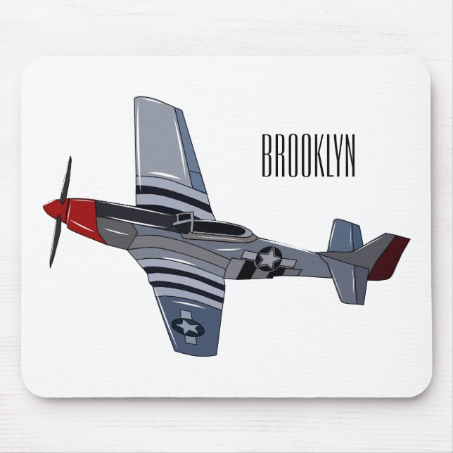 Fighter-bomber cartoon illustration mouse pad (Front)