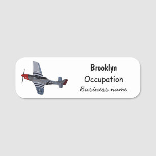 Fighter-bomber cartoon illustration name tag