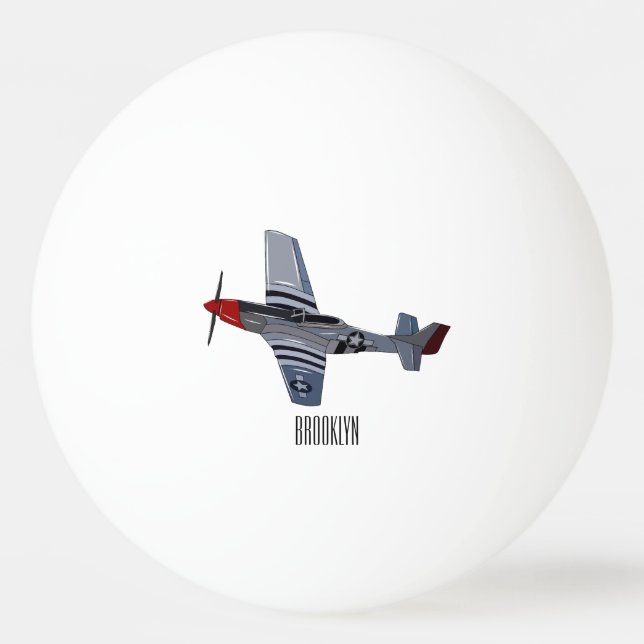 Fighter-bomber cartoon illustration ping pong ball (Front)