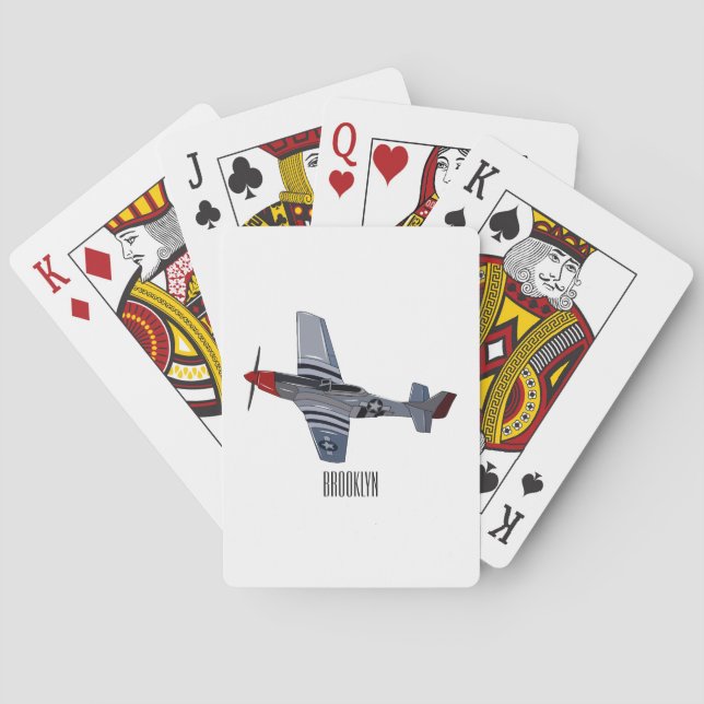 Fighter-bomber cartoon illustration playing cards (Back)