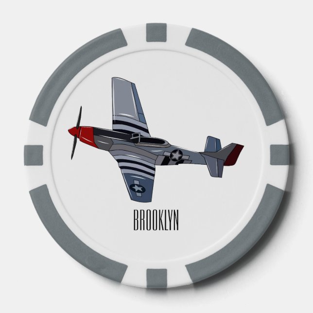Fighter-bomber cartoon illustration poker chips (Front)