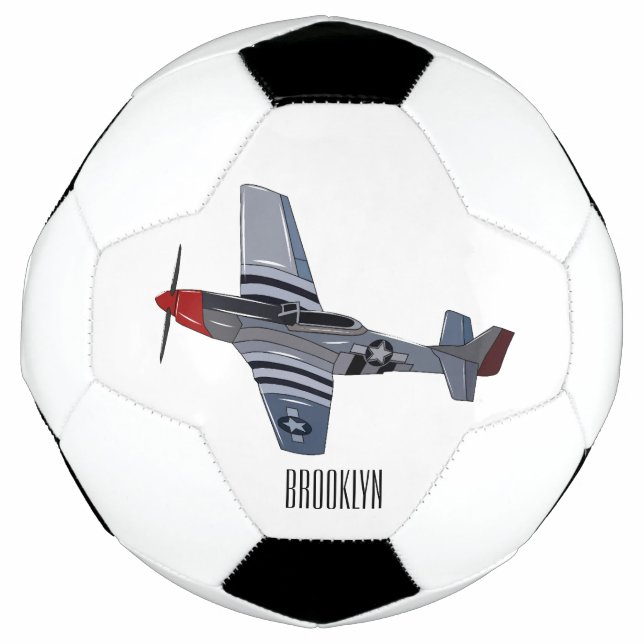 Fighter-bomber cartoon illustration soccer ball (Front)