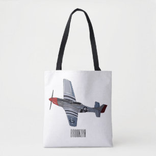 Fighter-bomber cartoon illustration tote bag