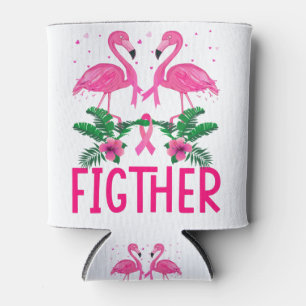 Fighter Breast Cancer Awareness Flamingo T-Shirt Can Cooler