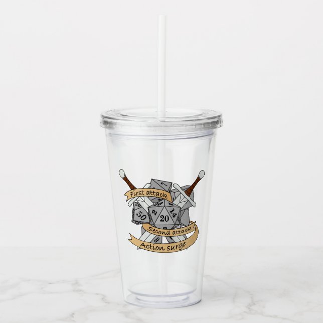 Fighter Dice Design Acrylic Tumbler (Front)