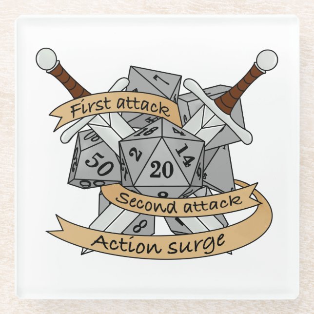 Fighter Dice Design Glass Coaster (Front)