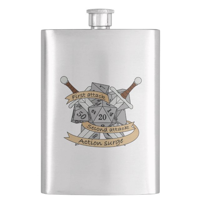 Fighter Dice Design Hip Flask (Front)