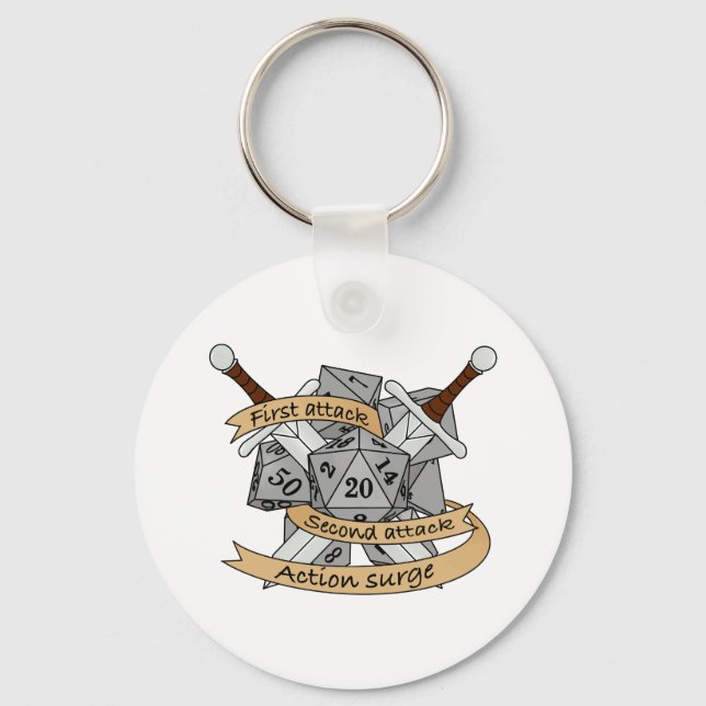 Fighter Dice Design Key Ring (Front)