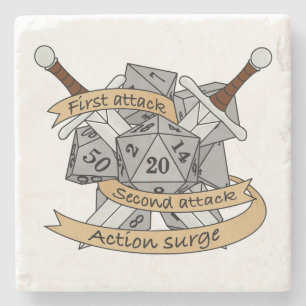 Fighter Dice Design Stone Coaster