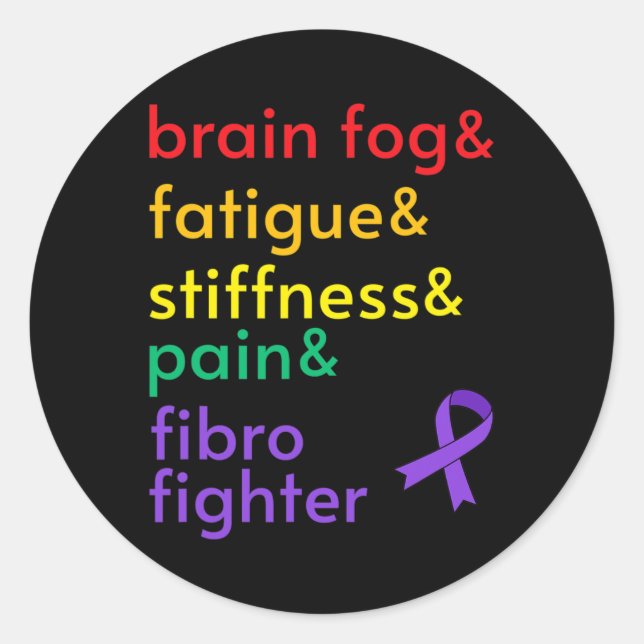 Fighter Fibromyalgia Awareness  Classic Round Sticker (Front)