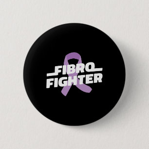 Fighter - Fibromyalgia Awareness Purple Ribbon  6 Cm Round Badge