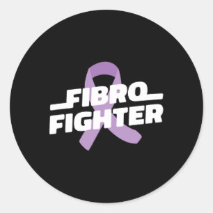 Fighter - Fibromyalgia Awareness Purple Ribbon  Classic Round Sticker