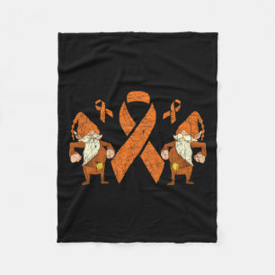 Fighter Gnome Orange Ribbon Leukaemia Awareness Fleece Blanket