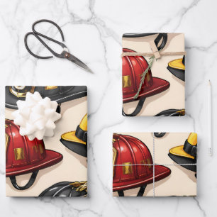 Fighter helmet pattern fire station wrapping paper sheet