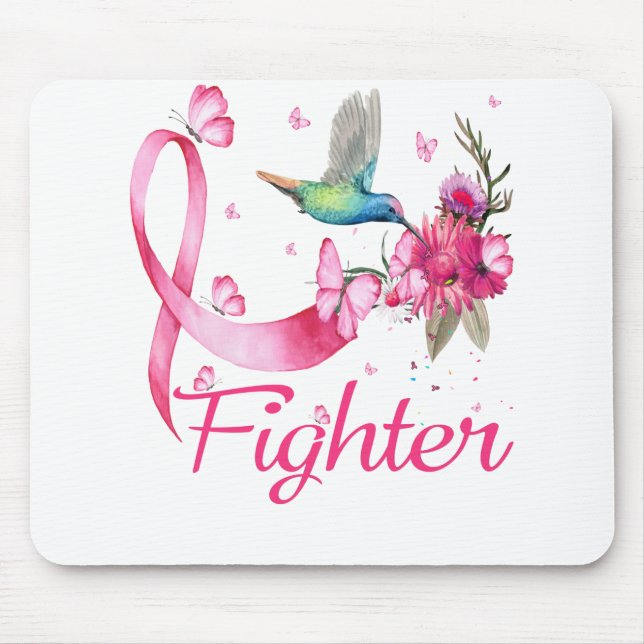 Fighter Hummingbird Breast Cancer Awareness Mouse Pad (Front)