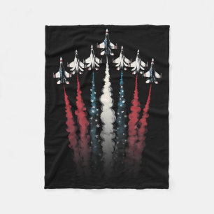 Fighter Jet Aeroplane American Flag 4th Of July Pa Fleece Blanket