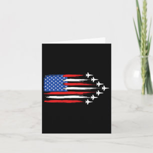 Fighter Jet Aeroplane American Flag Fighter Jets 4 Card