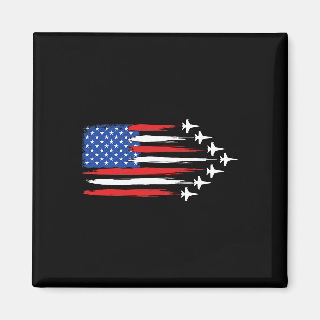 Fighter Jet Aeroplane American Flag Fighter Jets 4 Magnet (Front)