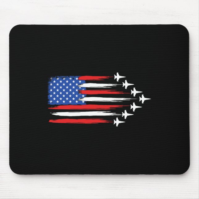 Fighter Jet Aeroplane American Flag Fighter Jets 4 Mouse Pad (Front)