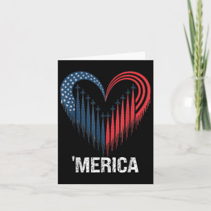 Fighter Jet Aeroplane American Flag Heart 4th Of J Card