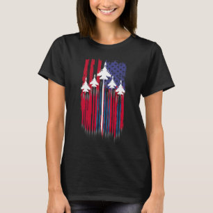 Fighter Jet Aeroplane American Flag Patriotic 4th T-Shirt